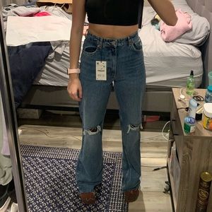 Zara wide leg ripped jeans